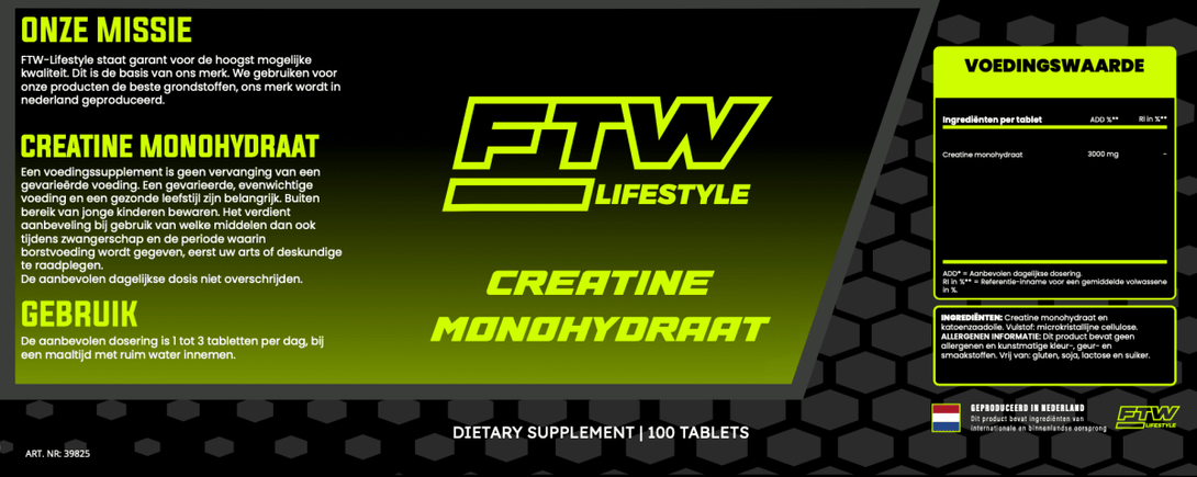 Creatine Monohydraat - 100 Tabletten - FTW Lifestyle